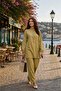 Women's Elastic Sleeves and Embroidered Top and Bottom Pants Set - 4