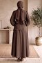 Drawstring Asymmetrical Layered Detailed Hijab Dress - Balloon Sleeve Cape Dress - 3