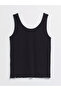 Black U-Neck Straight Strap Women's Tank Top - 8
