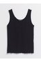 Black U-Neck Straight Strap Women's Tank Top - 7