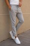 Men's Double Leg Gray Trousers with Elastic Waist - 2