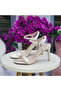 Women's Beige Satin Single Strap Thin High Heel Sandals Evening Dress Shoes