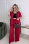 Women's Plus Size Short Sleeve Waist Cinched Zipper Shirt Collar Sweatpants Set 8276-26