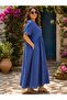 Plus Size Women's V-Neck Loose Long Dress with Pockets Summer Dress - 3