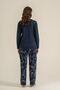 Women's Leaves Navy Blue Long Sleeve Pajama Set Pc9258-S-V1 - 4
