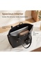 Large Leather Commuter Tote Bag with Mini Chain Pouch, Spacious Laptop Shoulder Bag for Work Office Daily Travel, Women Elegant Black Handbag - 4