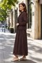 Women's Lined Collar Brooch Tulle Detailed Lace Skirt Set - 2