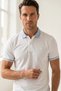 White-Blue Polo Collar Pique Short Sleeve Slim Fit 100% Cotton T-Shirt 1011260171 - 7
