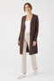 Women's Dark Brown Long Slit Basic Cardigan - 6