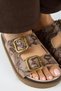 Sevalli 2 Women's Leather Genuine Leather Double Buckle Mink Snake Slippers - 4