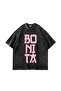 Bonita Pink Pink Lettered Washable Black Oversize Tshirt