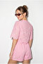 Women's Pink Brode Embroidered Watermelon Sleeve Tie-Up Blouse Lined Shorts Set 391 60286411 - 5