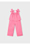 Girl's Floral Patterned Blouse Trousers Set Pink 3596 - 2