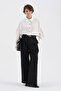 Women's Linen Fabric Front Pleated Detailed Design Trousers - 5