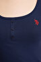 Women's Navy Blue Square Neck Basic T-Shirt 50321790-Vr033 - 6