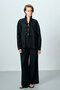 Black Linen Trousers with Pile Detail