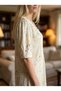 New Season Green Summer Floral Patterned Design Lace Detailed Short Sleeve Plus Size (Oversize) Nightgown Home Dress - 8
