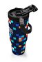 Navy Blue Geometric Patterned Steel Thermos with Straw and Direct Drinking Feature 900 ml 38707 - 3