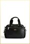 Women's multi-pocket leather adjustable strap handbag and shoulder bag - black