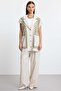 Fabric Combination Vest Linen Suit Olive