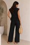 Women's Judge Collar Button Detail Flounce Blouse Trousers Flared Woven Suit 26088 - 4