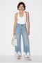 Women's Blue Stone Embroidered Lace Wide Leg Denim Trousers Dp261032 60286416 - 4