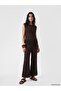 Lcw Vision Brown Openwork Wide Leg Women's Knitwear Trousers - 2
