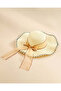 Women Beige Embellished Paper Hat - 2