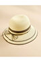 Women Beige Embellished Paper Hat - 2