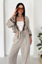 Women's Ethnic Pattern Detailed Kimono Pants Set – Belted Loose 2-Piece Summer Set - 6