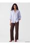 Xside Blue Striped Linen Blend Women's Shirt - 2