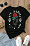 تي شيرت أسود كبير الحجم بنسبة 100% من القطن بتصميم Forever Rose مقاس T-XL