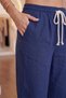 Women's Navy Blue Muslin Palazzo Pants Wide Leg High Waist - 4