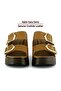 Denise Taba Genuine Calfskin Double Buckle Platform Wedge Heeled Women's Slippers - 6