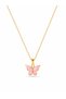 Gold Pink Color Butterfly Figure Women's Necklace