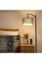 Arc Floor Lamp, 3 Color Temperatures, Dimmable, Remote, Rattan & Fabric Shades, Adjustable Height - 7