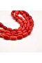 Coral Rosary 45 Beads 3x7mm Vibrant Red Oval 9g Red Silk Tassel - 5