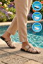 Beige Closed-Front Women's Flat Slippers - 3