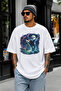 Orca Killer Whale Themed Oversize T-Shirt, Storm Ocean Pattern Loose Fit 100% Cotton Combed Single Jersey Dtf Printed Unisex Black T-Shirt - 5
