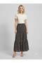 Women's Black Floral Patterned Skirt with Ruffles - Long Skirt - Hijab Skirt - 4