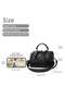 Women PU Shoulder Bag Crossbody Satchel Tote Handbag Barrel Shape with Bow Accent (Black) - 6