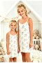 Girl's Cute Patterned Cotton Combed Cotton Nightgown with Rope Straps and Pink & Ecru Color Options - 4