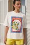Unisex Oversized T-Shirt with Floral Motif Print Black / White