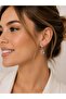 Letter-Stoned Steel Dangle Earrings for Women – Silver Color - 3