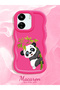 Redmi 13C Compatible Case Camera Protector Red Silicone Couple Phone Case Panda Pattern - 2