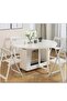 Foldable Dining Table Set with 4 chairs, 1 Storage Space, Space Saving for Home Living Room and Kitchen, Round White - 3