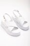 24422-1164 White Wedge Heel Women's Sandals - 5