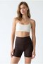 2137 Women's Sports Casual High Waist Slimming Shorts Leggings Brown - 2