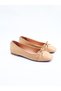 Women's Genuine Leather Straw Ballerina Beige