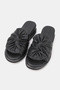 Women's Black Genuine Leather Flat Sole Daily Slippers, Size 36-42 - 2